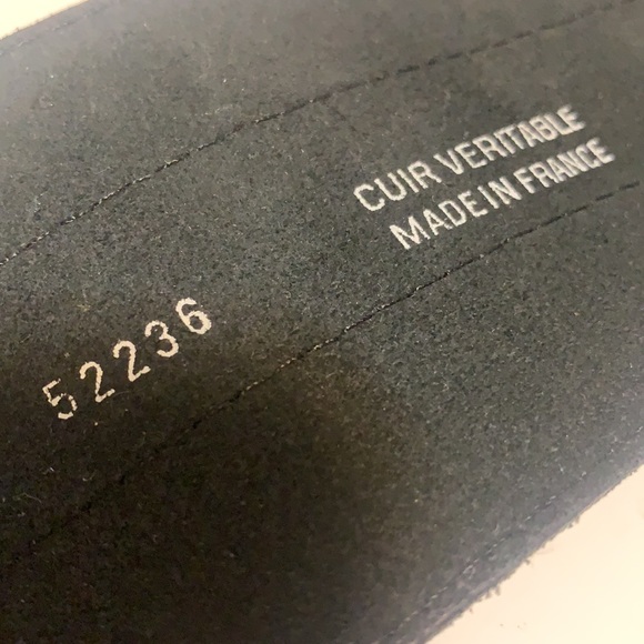 CUIR VERITABLE 35”. MADE IN FRANCE  BLACK LEA.BELT - Picture 5 of 13